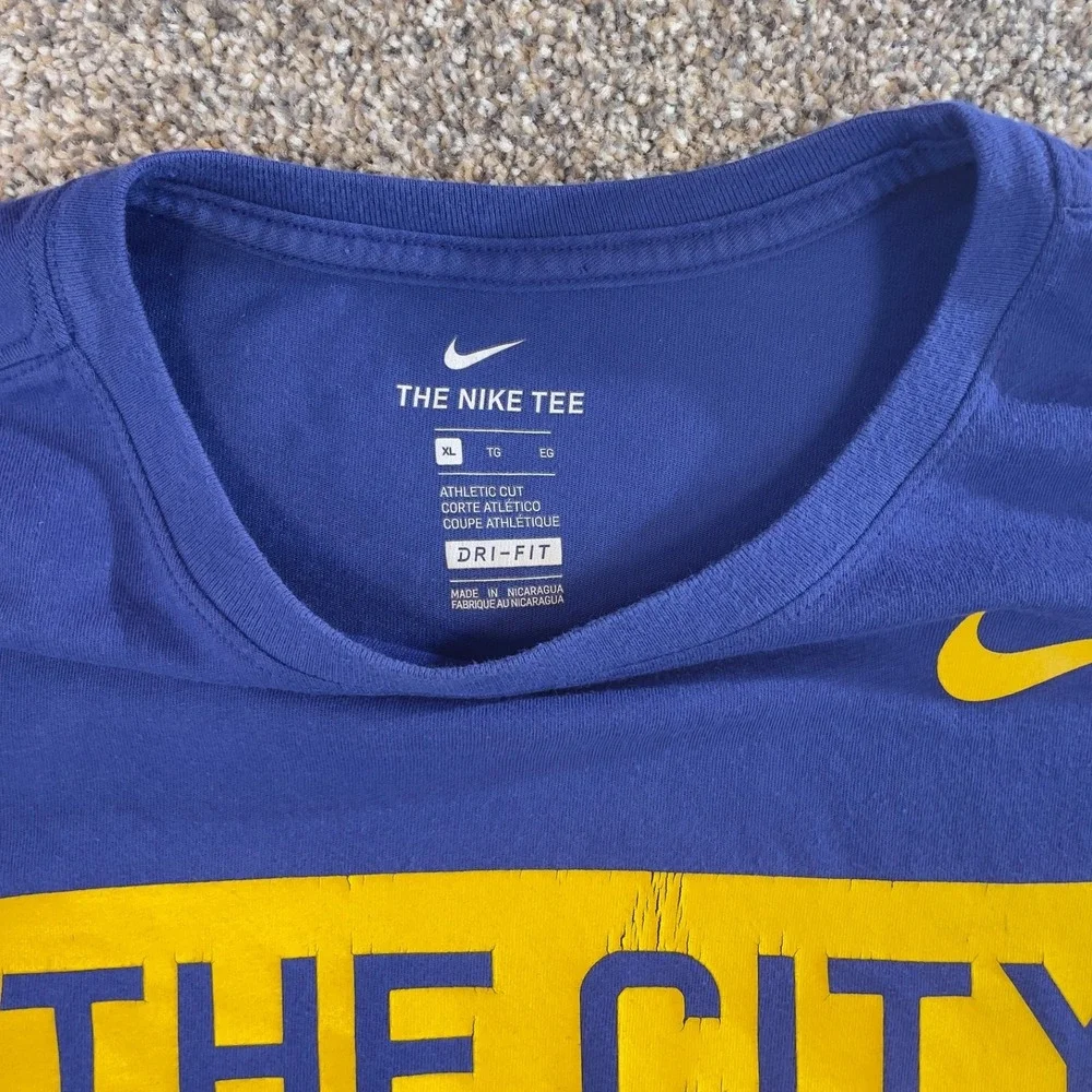 Nike Dri-Fit Golden State Warriors The City Shirt Mens‎ XL Blue Yellow NBA Tee